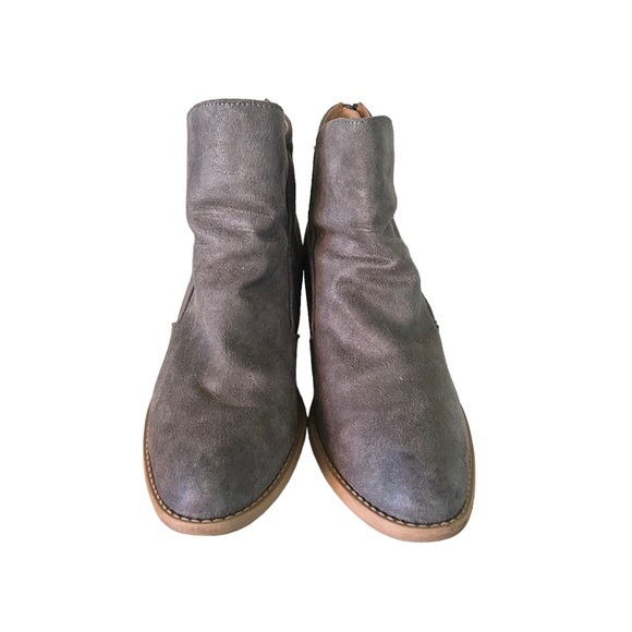 Qupid Women’s Suede Ankle Boots Gray Block Heel Casual Shoes Size 10 - Picture 5 of 10